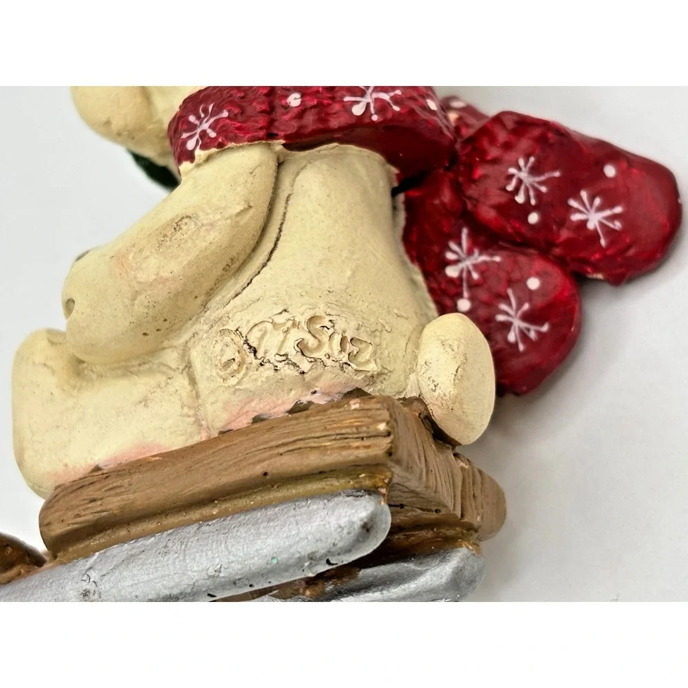 Suzi Skoglund Sledding Snowbear Hand-painted Resin Figure '97 Folk Art Christmas
